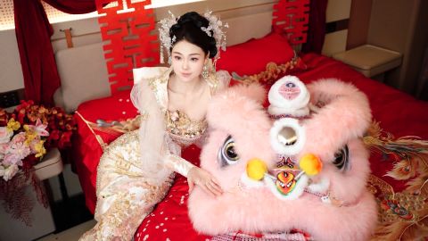 Wedding Portrait: High Contrast Amber Orange with Warm Shadows and Backlit Glow